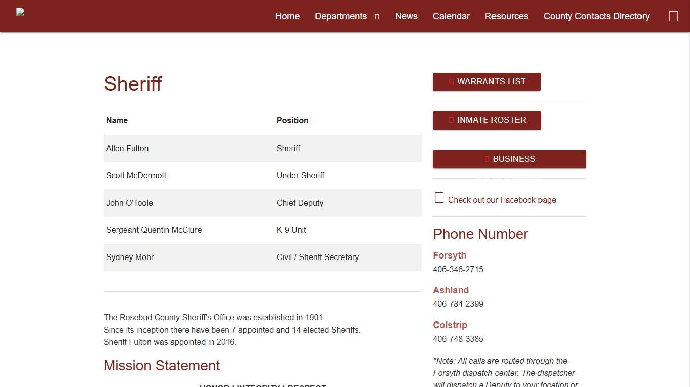 Sheriff - Rosebud CountyRosebud County